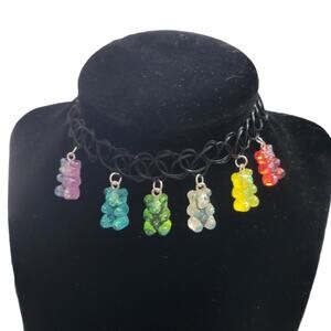 Rainbow kandi color gummy bear stretchy choker 90s / y2k style necklace